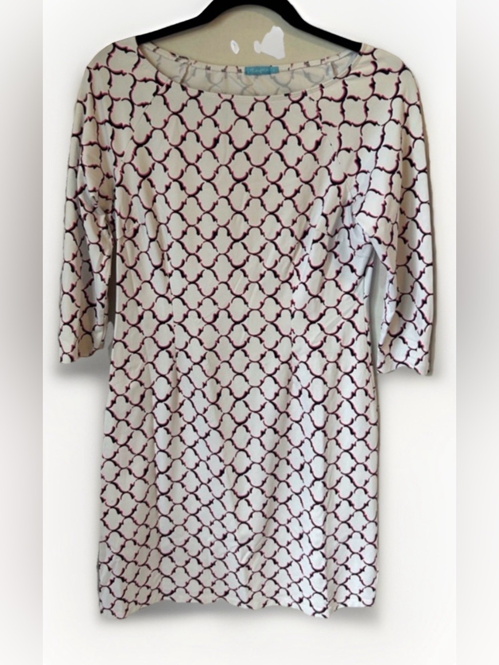 J. McLaughlin Catalina Cloth 3/4 Sleeve Geometric Sheath Dress - Small
